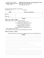 ĐỀ KIỂM TRA HỌC KỲ II NĂM HỌC 2015- 2016Môn: Ngữ văn – Bài viết số 6