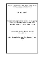Nghiên cứu hệ thống thông tin phục vụ công tác đào tạo tại các trường đại học khối kỹ thuật ở Việt Nam