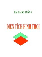 bài giảng toán lớp 4 diện tích hình thoi