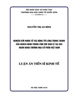 Nghiên cứu nhân tố tác động tới lòng trung thành của khách hàng trong lĩnh vực bán lẻ tại các ngân hàng thương mại cổ phần Việt Nam