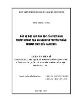 Luận án tiến sĩ Bảo vệ độc lập dân tộc của việt nam trước mối đe dọa an ninh phi truyền thống từ năm 2001 đến năm 2015