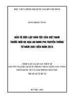 Luận án tiến sĩ Bảo vệ độc lập dân tộc của việt nam trước mối đe dọa an ninh phi truyền thống từ năm 2001 đến năm 2015 (TT)