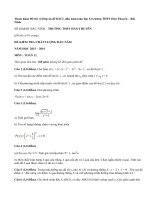 Tham khảo Đáp án đề KSCL đầu năm toán lớp 12 trường THPT Hàn Thuyên