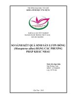 SO SÁNH KẾT QUẢ SINH SẢN LƯƠN ĐỒNG (Monopterus albus) BẰNG CÁC PHƯƠNG PHÁP KHÁC NHAU