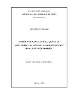 Nghiên cứu nâng cao hiệu quả xử lý nước thải chăn nuôi lợn bằng phương pháp hóa lý kết hợp sinh học 