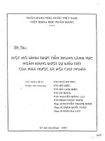 Một mô hình thực tiễn trong lĩnh vực ngân hàng dưới sự điều tiết của nhà nước  xã hội chủ nghĩa