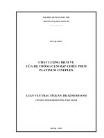 Chất lượng dịch vụ của hệ thống cụm rạp chiếu phim platinum cineplex 