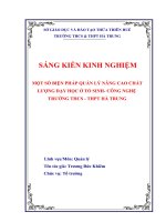 skkn một số biện pháp quản lý nâng cao chất lượng dạy học ở tổ sinh công nghệ trường THCSTHPT hà trung 