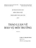 tập làm văn thảo luận về bảo vệ môi trường