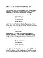 CẢM NHẬN về bài THƠ mùa XUAN NHO NHỎ