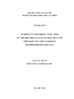 Nghiên cứu mô phỏng và dự tính xu thế biến đổi của các sự kiện mưa lớn trên khu vực việt nam bằng mô hình khí hậu khu vực 