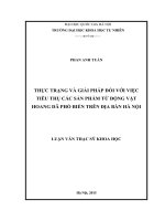 Thực trạng và giải pháp đối với việc tiêu thụ các sản phẩm từ động vật hoang dã phổ biến trên địa bàn hà nội 