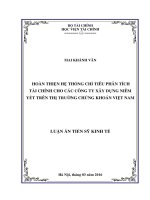 Hoàn thiện hệ thống chỉ tiêu phân tích tài chính cho các công ty xây dựng niêm yết trên thị trường chứng khoán việt nam