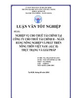 NGHIỆP VỤ CHO THUÊ TÀI CHÍNH TẠI CÔNG TY CHO THUÊ TÀI CHÍNH II – NGÂN HÀNG NÔNG NGHIỆP VÀ PHÁT TRIỂN NÔNG THÔN VIỆT NAM (ALC II) THỰC TRẠNG VÀ GIẢI PHÁP