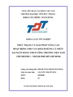 THỰC TRẠNG VÀ GIẢI PHÁP NÂNG CAO HOẠT ĐỘNG CHO VAY KHÁCH HÀNG CÁ NHÂN TẠI NGÂN HÀNG TMCP CÔNG THƯƠNG VIỆT NAM CHI NHÁNH 1  THÀNH PHỐ HỒ CHÍ MINH