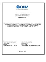 Factors affecting employees loyalty in businesses in ho chi minh city 