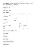 Ma trận đề thi học kì 1 lớp 10 môn Toán có đáp án năm 2014-2015