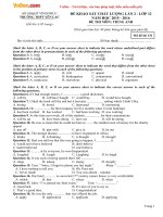 Bộ Đề Thi Thử TN THPT Quốc Gia 2016 Môn Tiếng Anh - Đề 1