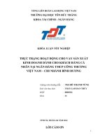 THỰC TRẠNG HOẠT ĐỘNG CHO VAY SẢN XUẤT KINH DOANH DÀNH CHO KHÁCH HÀNG CÁ NHÂN TẠI NGÂN HÀNG TMCP CÔNG THƯƠNG VIỆT NAM – CHI NHÁNH BÌNH DƯƠNG