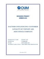 Factors influencing customer loyalty of vietjet air join stock company 