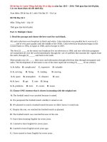 Đề thi kiểm tra học kỳ 1 môn tiếng Anh lớp 10 năm 2015 có đáp án