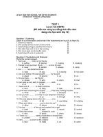 Anh 10 Đề kiểm tra năng lực tiếng anh đầu năm chuyên Lê Quý Đôn Bình Định