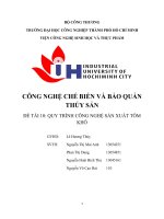 Tiểu luận công nghệ sản xuất và chế biến thủy sản quy trình công nghệ sản xuất tôm khô 