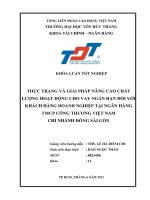 THỰC TRẠNG VÀ GIẢI PHÁP NÂNG CAO CHẤT LƯỢNG HOẠT ĐỘNG CHO VAY NGẮN HẠN ĐỐI VỚI KHÁCH HÀNG DOANH NGHIỆP TẠI NGÂN HÀNG TMCP CÔNG THƯƠNG VIỆT NAM CHI NHÁNH ĐÔNG SÀI GÒN