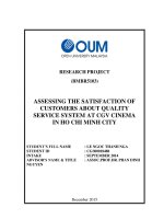 Assessing the satisfaction of customers about quality service system at CGV cinema in ho chi minh city 