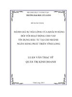 Đánh giá sự hài lòng của khách hàng đối với hoạt động cho vay tín dụng đầu tư tại chi nhánh ngân hàng phát triển vĩnh long 