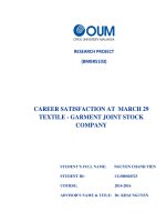 Career satisfaction at march 29 textile   garment joint stock company 