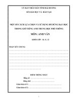 SKKN  tieng anh 12; một số CÁCH lựa CHỌN và sử DỤNG đồ DÙNG dạy học TRONG GIỜ TIẾNG ANH TRUNG học PHỔ THÔNG 