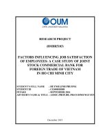 Factors influencing job satisfaction of employees a case study of joint stock commercial bank for foreign trade of viet nam in ho chi minh city 