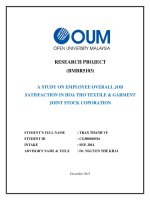 A study employee overall job satisafaction in hoa tho textile  garment joint stock coporation 
