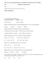 Đề kiểm tra 1 tiết môn Hóa 11 chương 1 năm 2015 mới nhất