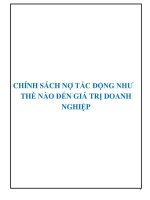 CHÍNH SÁCH NỢ TÁC ĐỘNG ĐẾN GIÁ TRỊ DOANH NGHIỆP