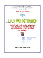 MỘT SỐ GIẢI PHÁP NHẰM NÂNG CAO HIỆU QUẢ HOẠT ĐỘNG TÍN DỤNG TẠI NGÂN HÀNG CÔNG THƯƠNG CHI NHÁNH 1