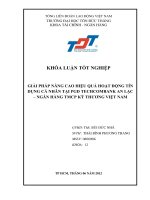 GIẢI PHÁP NÂNG CAO HIỆU QUẢ HOẠT ĐỘNG TÍN DỤNG CÁ NHÂN TẠI PGD TECHCOMBANK AN LẠC – NGÂN HÀNG TMCP KỸ THƢƠNG VIỆT NAM