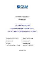 Factors affecting organizational commitment at the asian international school 