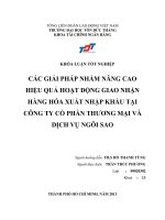 CÁC GIẢI PHÁP NHẰM NÂNG CAO HIỆU QUẢ HOẠT ĐỘNG GIAO NHẬN HÀNG HÓA XUẤT NHẬP KHẨU TẠI CÔNG TY CỔ PHẦN THƯƠNG MẠI VÀ DỊCH VỤ NGÔI SAO