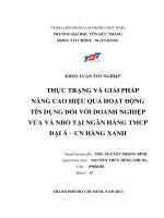THỰC TRẠNG VÀ GIẢI PHÁP NÂNG CAO HIỆU QUẢ HOẠT ĐỘNG TÍN DỤNG ĐỐI VỚI DOANH NGHIỆP VỪA VÀ NHỎ TẠI NGÂN HÀNG TMCP ĐẠI Á – CN HÀNG XANH