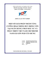 MỘT SỐ GIẢI PHÁP NHẰM TĂNG CƯỜNG HOẠT ĐỘNG HUY ĐỘNG VỐN TẠI NGÂN HÀNG TMCP ĐẦU TƯ VÀ PHÁT TRIỂN VIỆT NAM CHI NHÁNH NAM SÀI GÕN PGD TÂN HƯNG