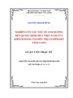 Nghiên cứu các yếu tố ảnh hƣởng đến quyết định mua thịt tươi của khách hàng tại siêu thị co opmart vĩnh long 
