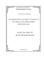 Giải pháp nâng cao năng lực quản lý hợp tác xã nông nghiệp (HTX NN) tỉnh vĩnh long 