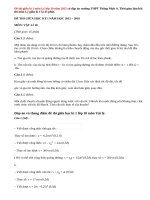 Đề thi giữa kì 1 môn Lý lớp 10 năm 2015 có đáp án