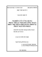 Luận án tiến sĩ  nghiên cứu ứng dụng phẫu thuật nội soi lồng ngực điều trị tràn khí màng phổi tự phát nguyên phát