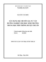 Xây dựng hệ chuyên gia tư vấn hướng nghiệp cho học sinh trường trung học phổ thông huyện trà ôn