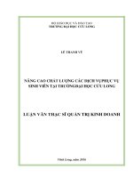 Nâng cao chất lượng các dịch vụ phục vụ sinh viên tại trường đại học cửu long 