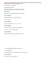 Đề và đáp án đề thi học kì 1 lớp 12 môn Toán Sở GD & ĐT Cần Thơ