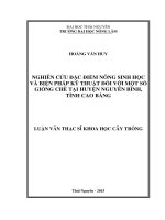 Nghiên cứu đặc điểm nông sinh học và biện pháp kỹ thuật đối với một số giống chè tại huyện Nguyên Bình, tỉnh Cao Bằng